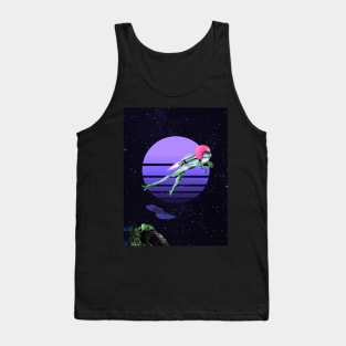 Flying Frog with a Rocket in the Space Galaxy - Vaporwave Tank Top